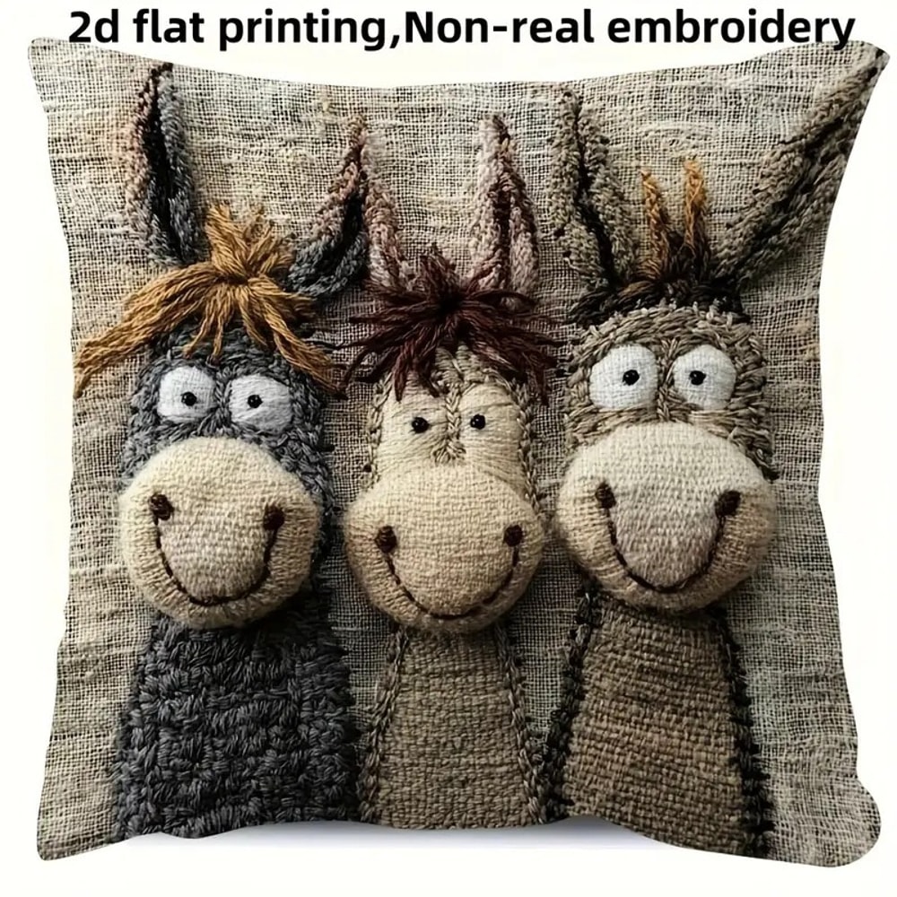 Smiling Donkey Plush Pillow Cover Cute Cartoon Sofa Cushion Case 5