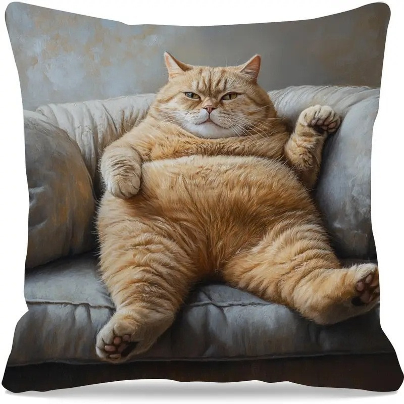 Cute Cartoon Cat Pillow Cover For Sofa Decor Cozy Cat Lover Cushion Case 6