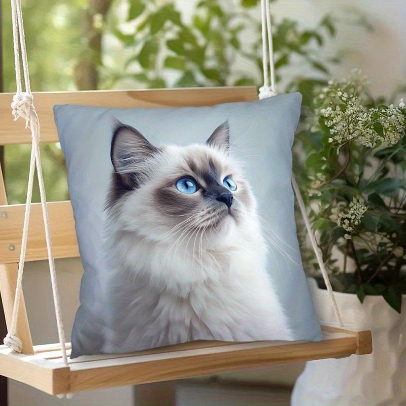 Cute Cartoon Cat Pillow Cover For Sofa Decor Cozy Cat Lover Cushion Case 5