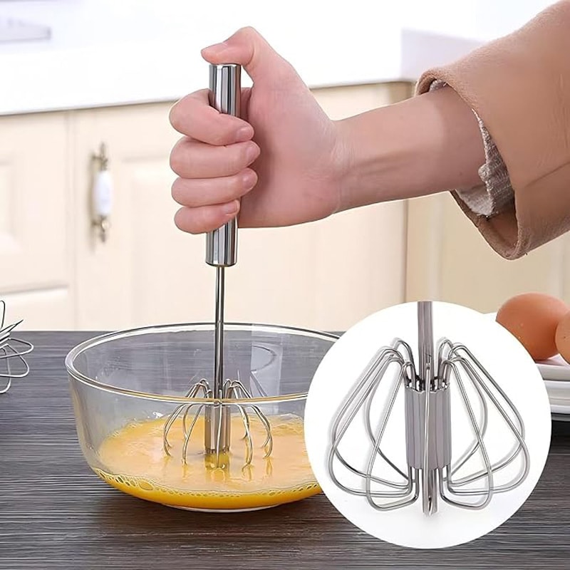 PressSpin Stainless Steel Egg Whisk Manual Hand Mixer for Fast Creamy Blending