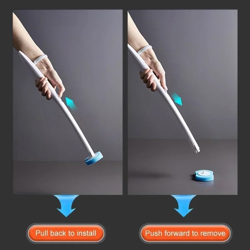 FlexClean Disposable Toilet Brush Set With Long Handle Wall Mount Holder 5