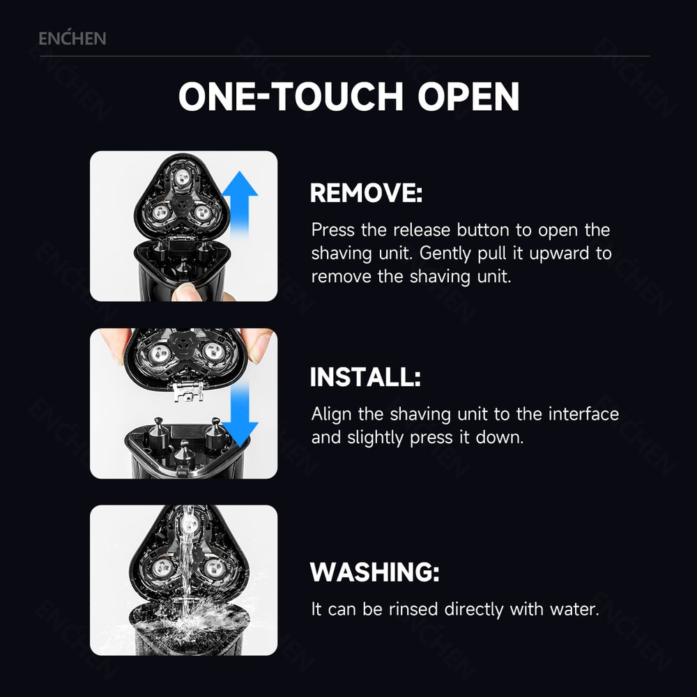 ENCHEN Blackstone Waterproof Electric Shaver with Digital Display & Rotary Blades