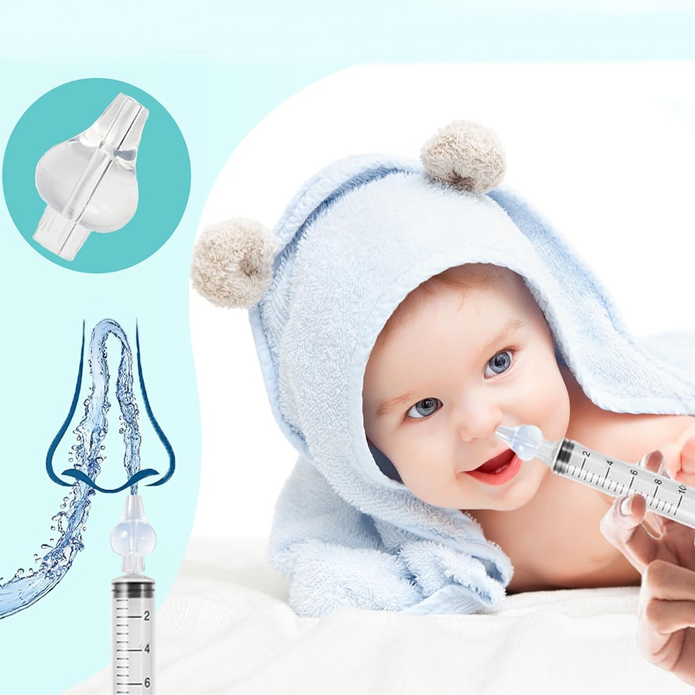 BreatheEase Reusable Nasal Aspirator Ear Cleaning Kit With Soft Wash Tips For Adults And Kids 1