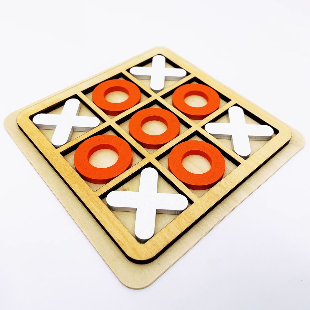 Solid Wooden Tic Tac Toe Game For Family Fun Travel Outdoor Play 4