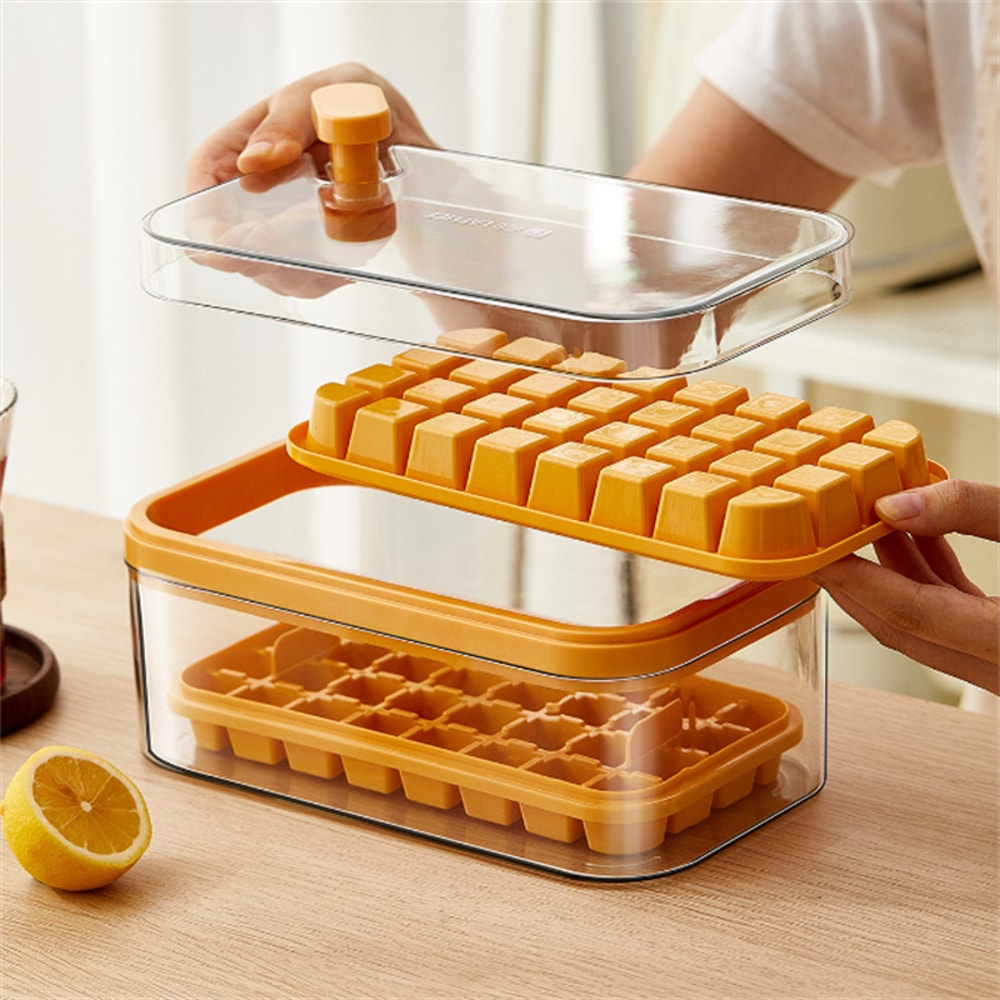 Double Layer Ice Cube Tray With Easy Release Ice Maker And Storage Bin 0