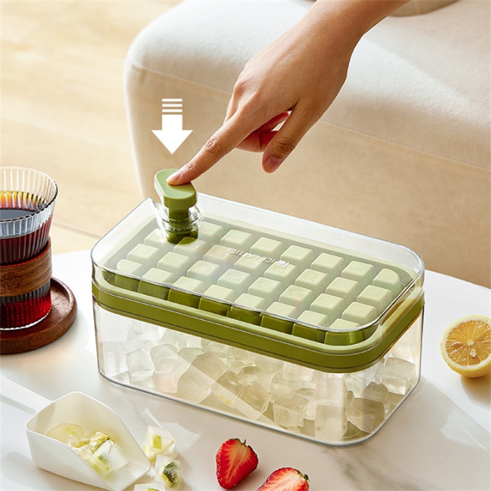 Double Layer Ice Cube Tray With Easy Release Ice Maker And Storage Bin 1
