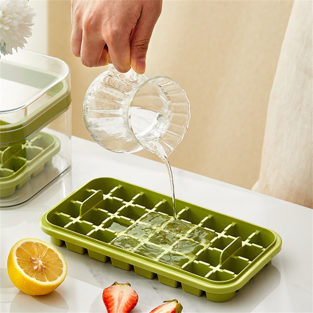 Double Layer Ice Cube Tray With Easy Release Ice Maker And Storage Bin 2