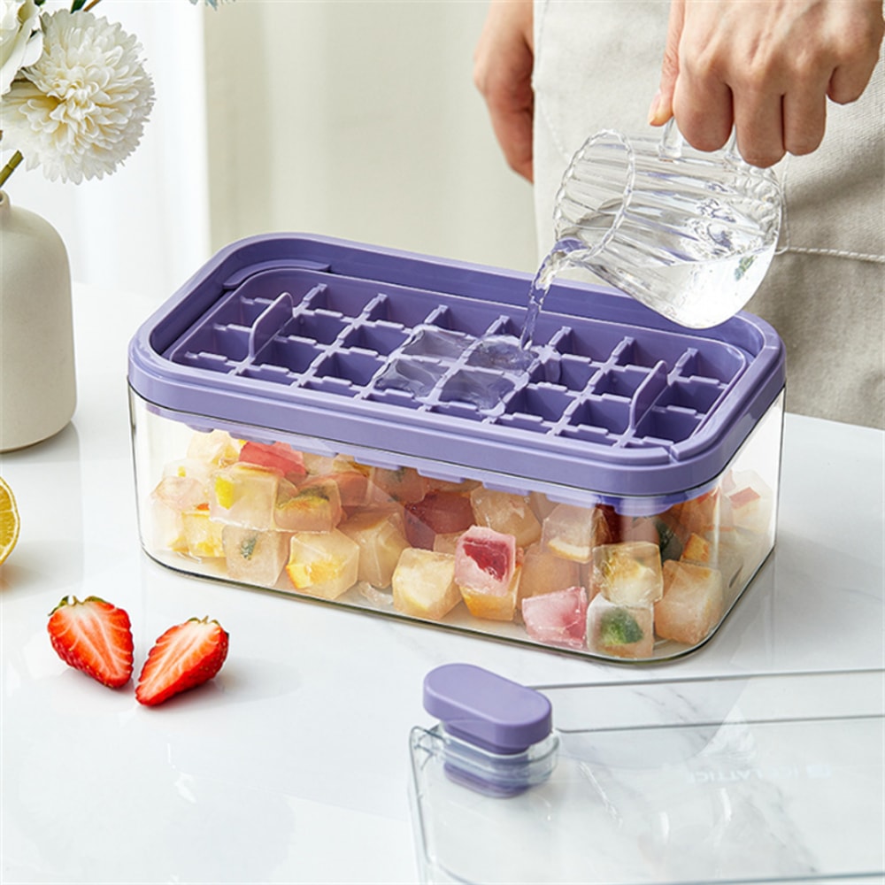 Double Layer Ice Cube Tray With Easy Release Ice Maker And Storage Bin 3