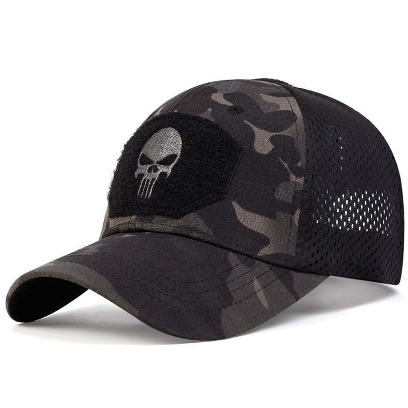 Tactical Skull Airsoft Cap with Breathable Mesh Sun Visor Trucker Hat
