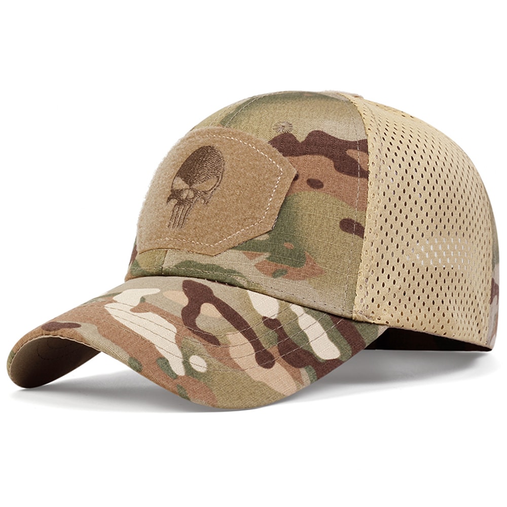 Tactical Skull Airsoft Cap with Breathable Mesh Sun Visor Trucker Hat