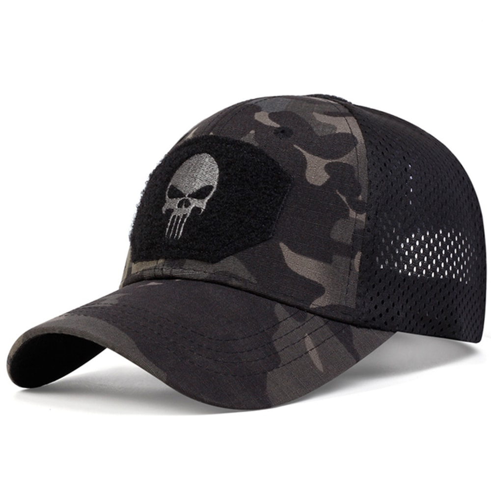 Tactical Skull Airsoft Cap with Breathable Mesh Sun Visor Trucker Hat