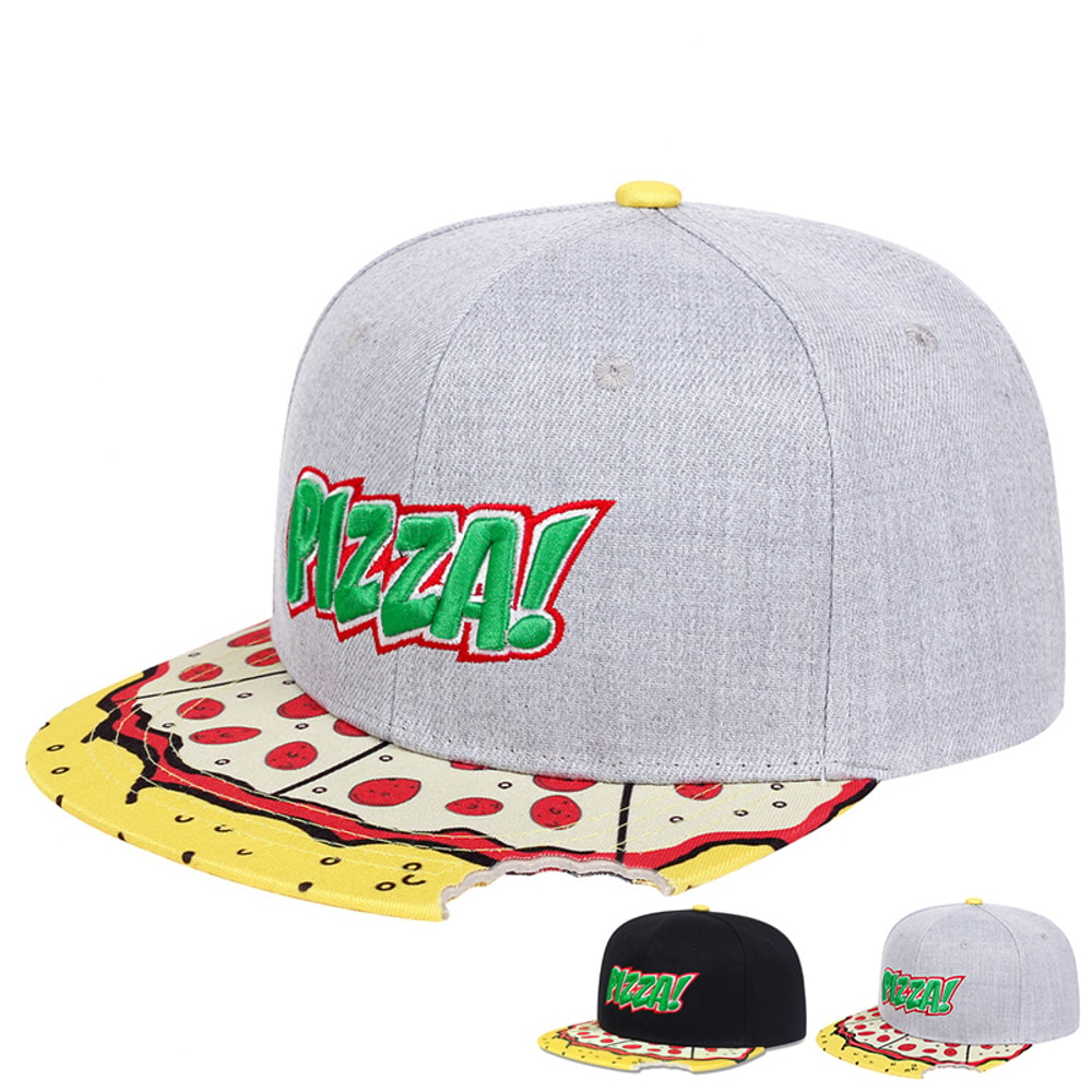Unisex Pizza Embroidered Hip Hop Baseball Cap Adjustable Sunscreen Hat 0