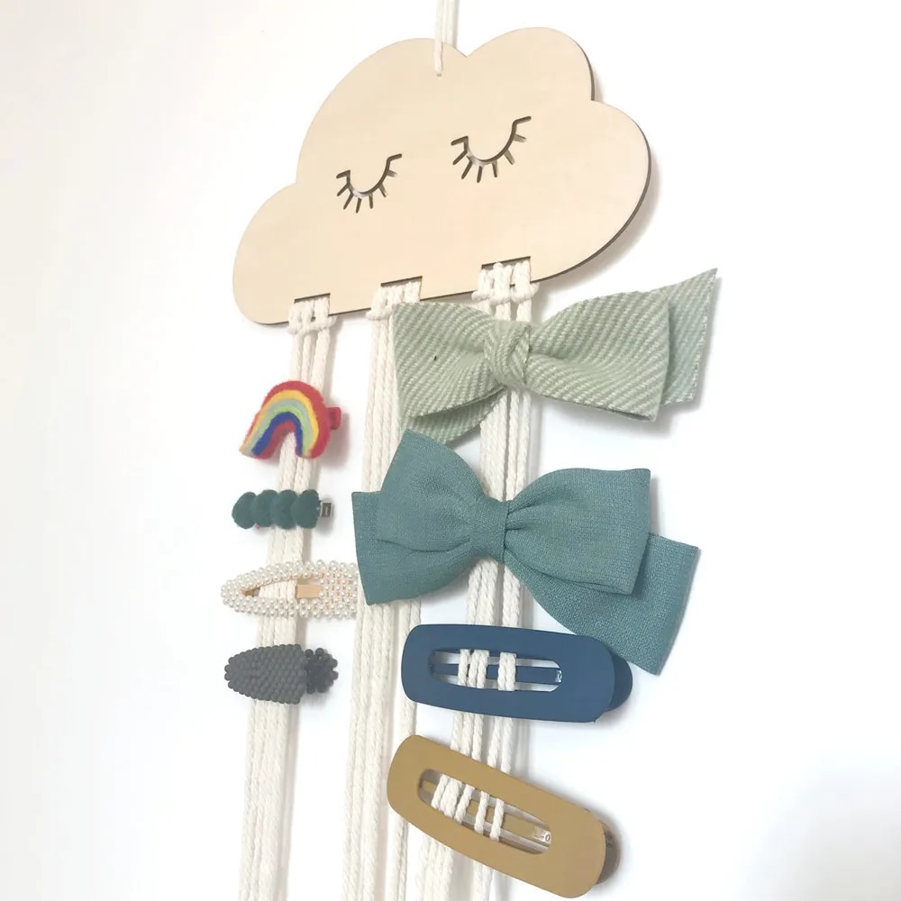 Cloud Solid Wood Hair Bow Holder And Jewelry Organizer 2
