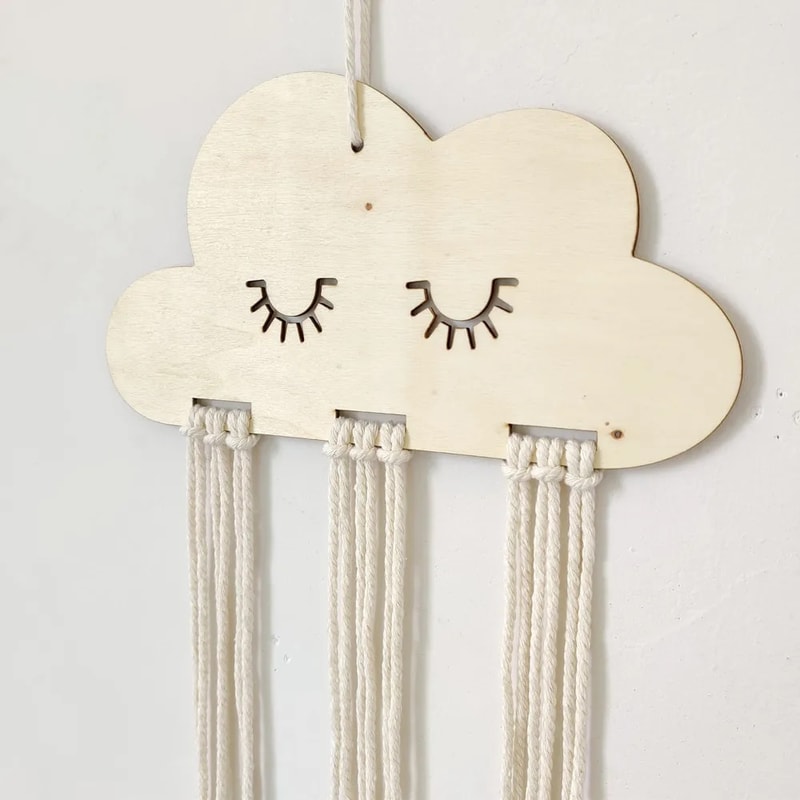 Cloud Solid Wood Hair Bow Holder And Jewelry Organizer 0