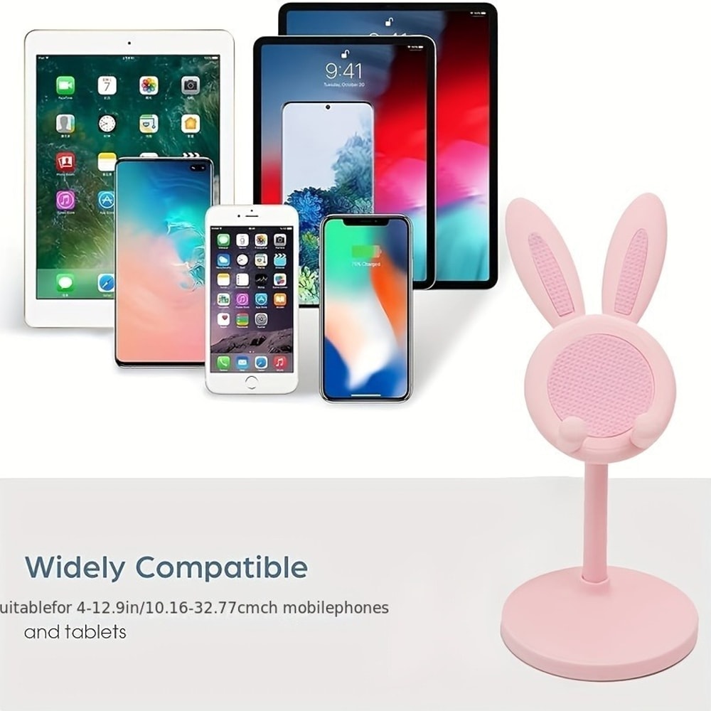 Cute Rabbit Phone Holder Stand For Desk Adjustable Kawaii Tablet Cradle 2