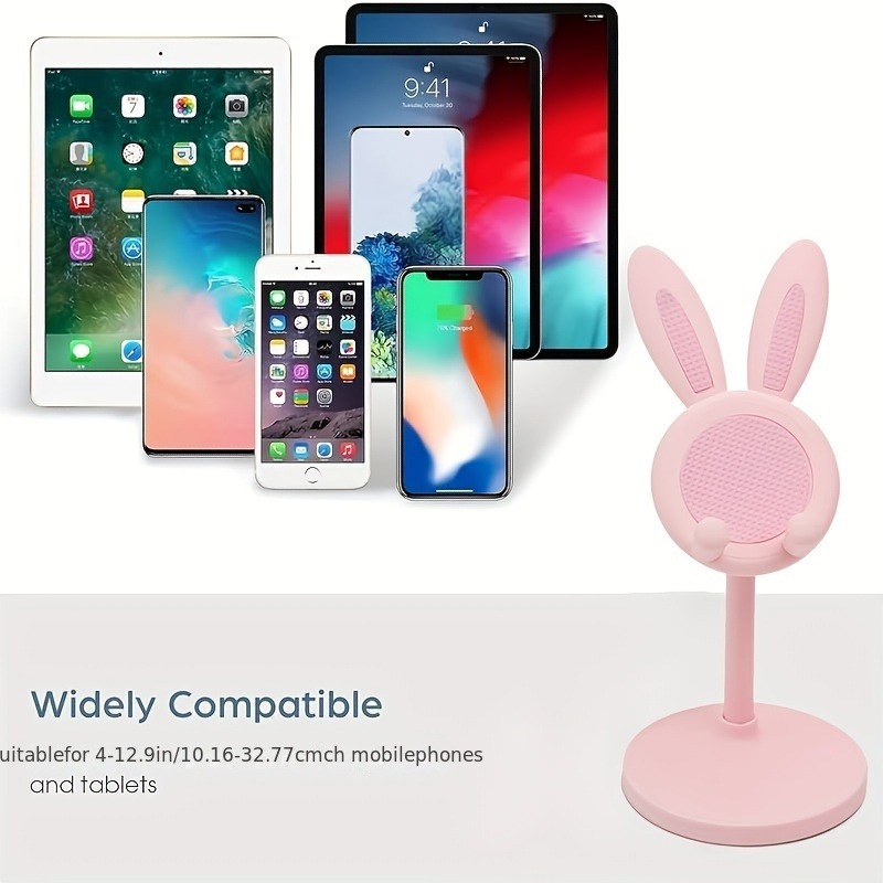 Cute Rabbit Phone Holder Stand For Desk Adjustable Kawaii Tablet Cradle 2