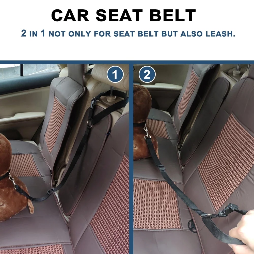 Adjustable Dog Car Seat Belt and Heavy Duty Nylon Pet Safety Leash
