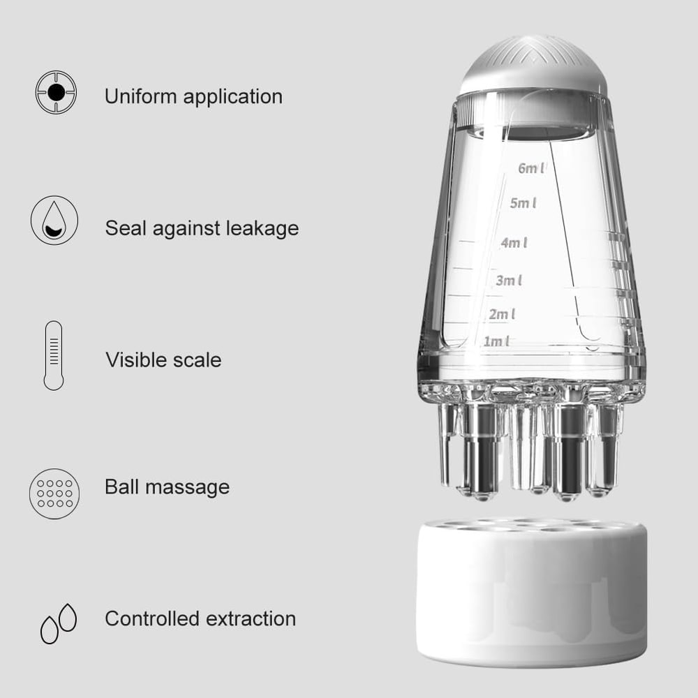 Precision 6ml Scalp Applicator Roller & Mini Head Massager for Hair Growth