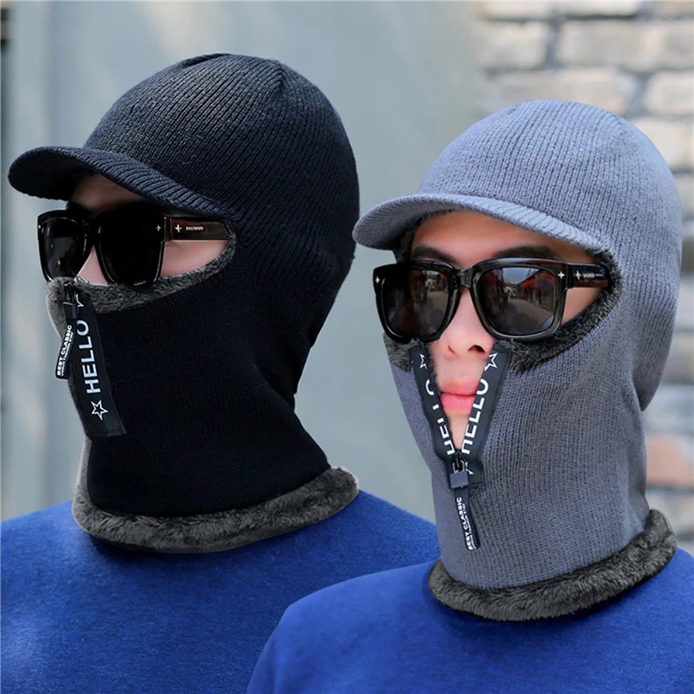 Men Winter Wool Outdoor Hat With Ear Protection And Windproof Scarf 1