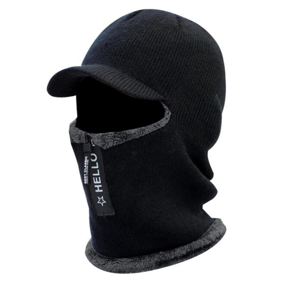 Men Winter Wool Outdoor Hat With Ear Protection And Windproof Scarf 7
