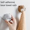 Cute Bear Wall Mounted Adhesive Towel Hooks for Bathroom and Kitchen