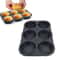 Premium 6 Cavity Hamburger Bun Mold Pan Silicone Bread Baking Tray, Heat Resistant & Reusable