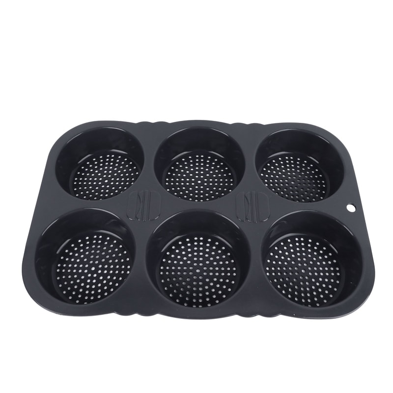 Premium 6 Cavity Hamburger Bun Mold Pan Silicone Bread Baking Tray, Heat Resistant & Reusable