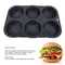 Premium 6 Cavity Hamburger Bun Mold Pan Silicone Bread Baking Tray, Heat Resistant & Reusable
