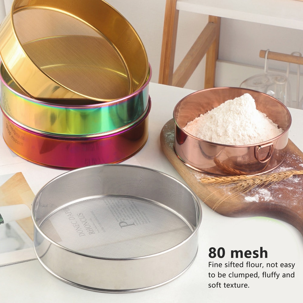 Professional Large Stainless Steel Flour Sifter Mesh Baking Sieve for Powdered Sugar & Cocoa Powder