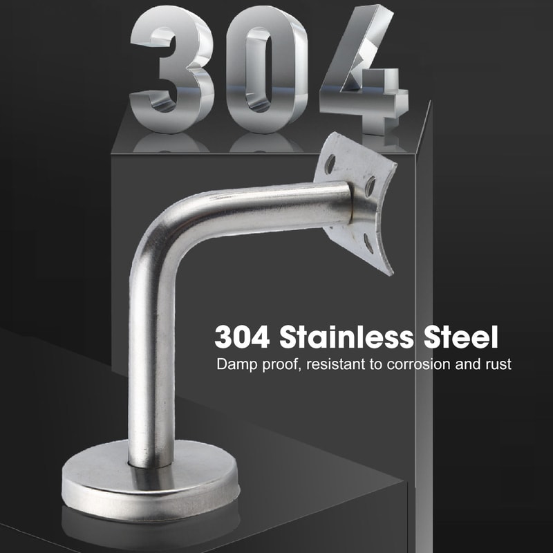 Premium Piece Stainless Steel Handrail Bracket Set Heavy Duty Wall Mount Railing Support