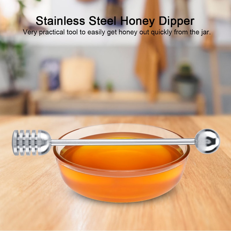 Premium Stainless Steel Honey Dipper Drizzle Spoon Durable Honey Stirring Tool 2