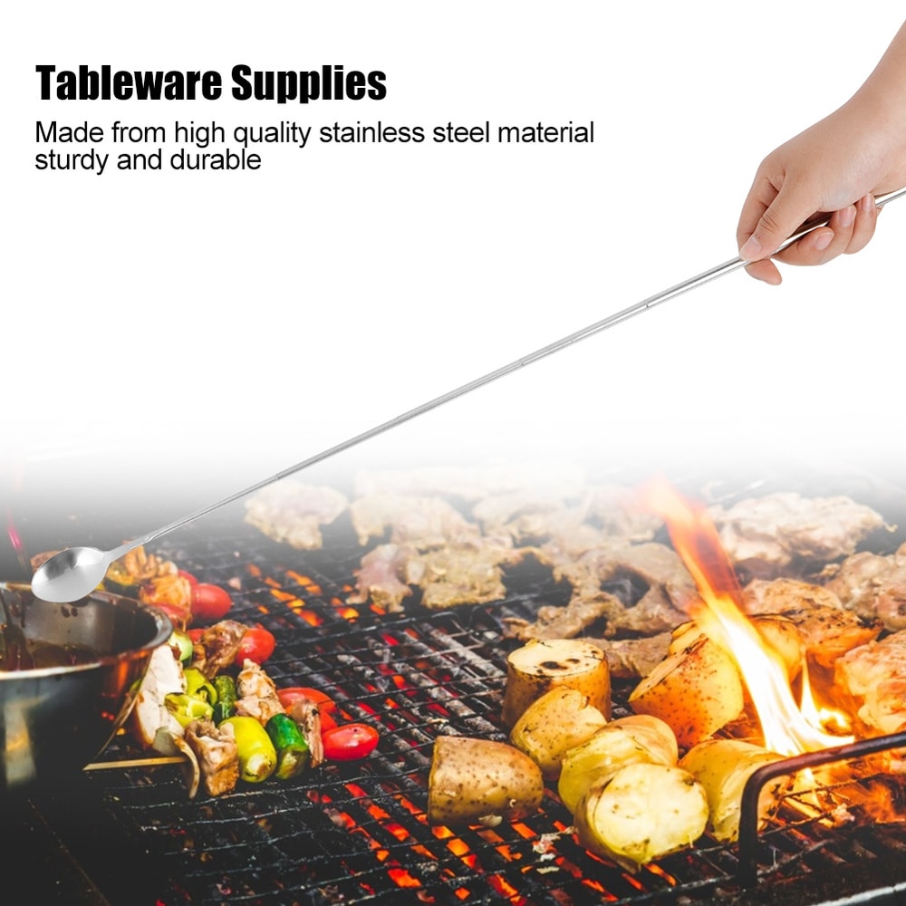 Telescopic Stainless Steel Bar Spoon for Cocktails BBQ and Deep Pot Stirring