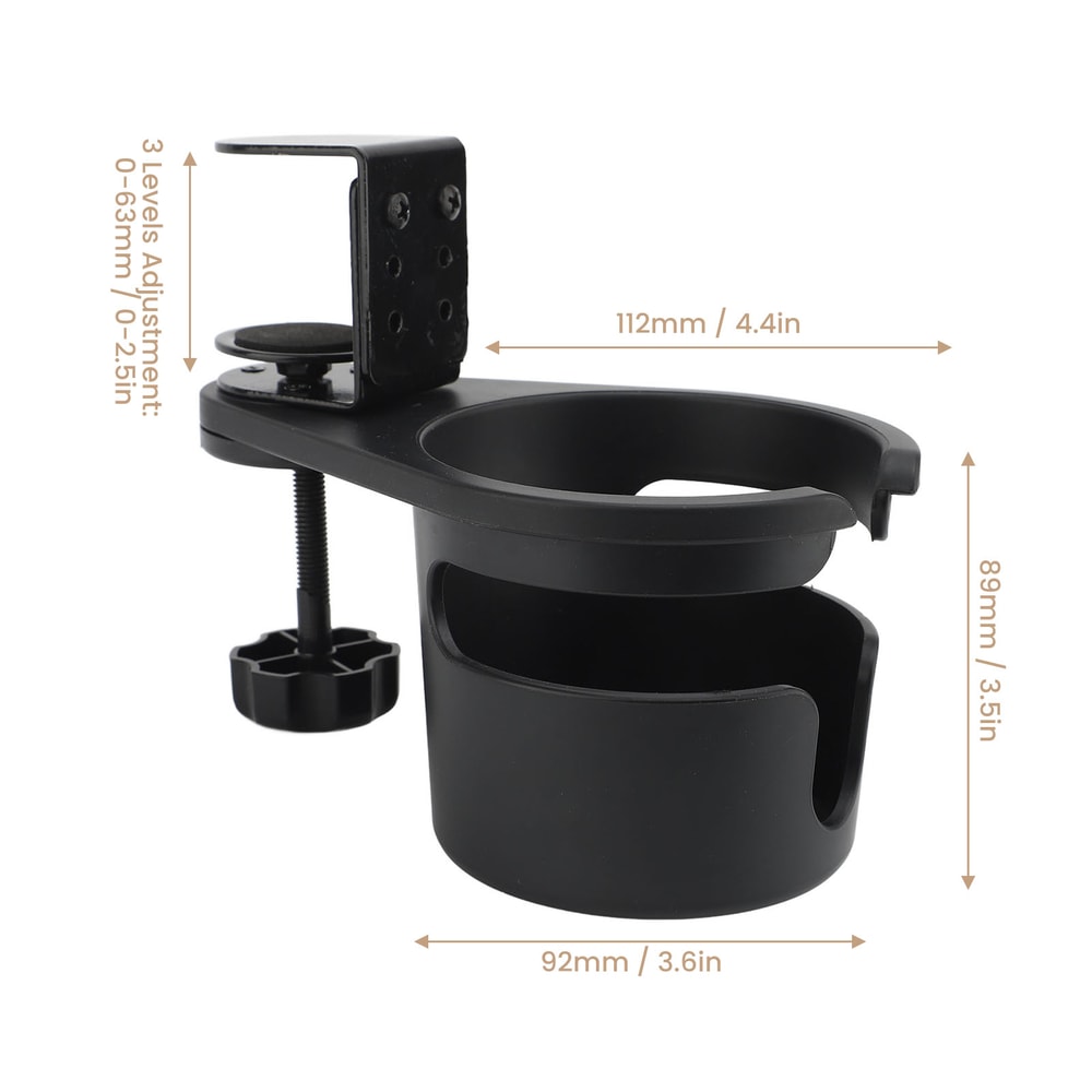 Rotating Clip On Desk Cup Holder for Mugs and Water Bottles