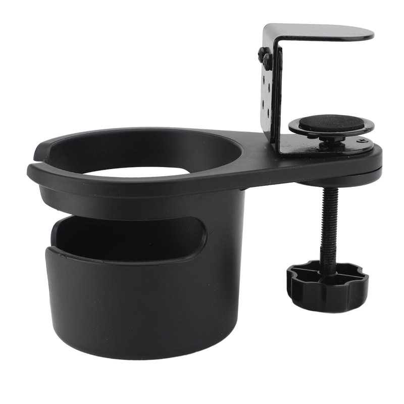 Rotating Clip On Desk Cup Holder for Mugs and Water Bottles