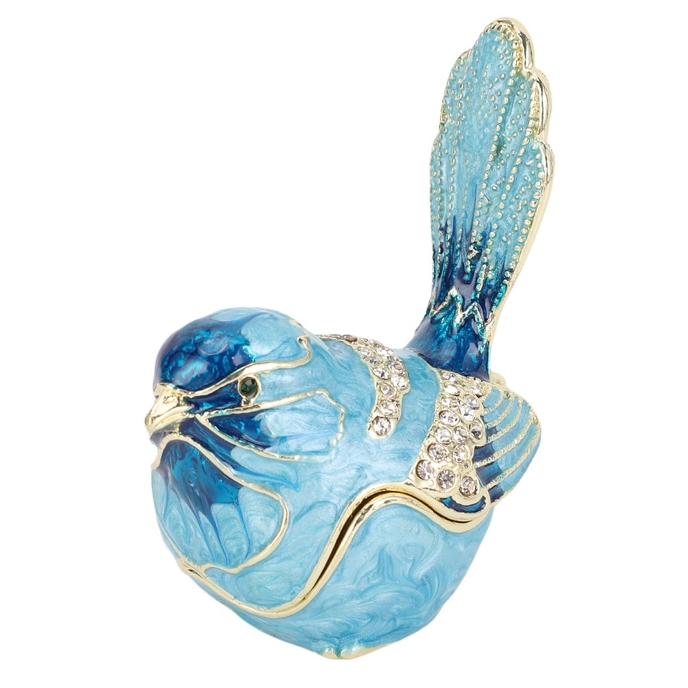 Crystal Bird Trinket Box Hinged Enamel Jewelry Box for Rings Earrings and Keepsakes