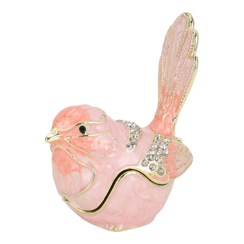 Crystal Bird Trinket Box Hinged Enamel Jewelry Box for Rings Earrings and Keepsakes