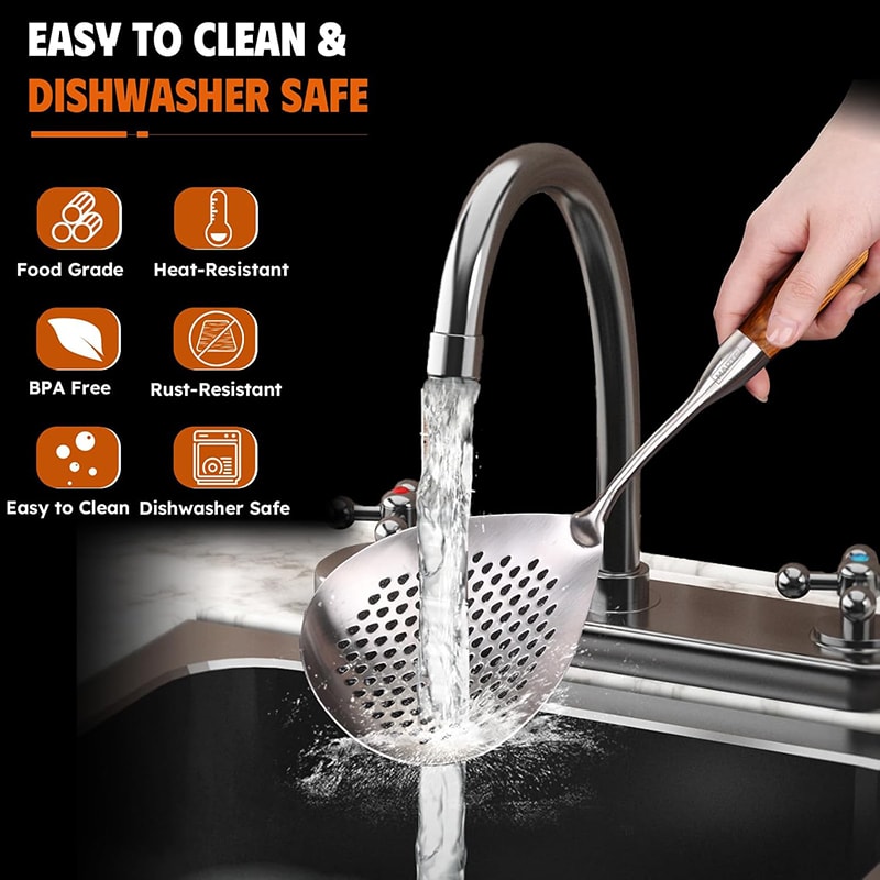 Premium Stainless Steel Fine Mesh Skimmer Ladle for Frying, Hot Pot & Soup Cooking