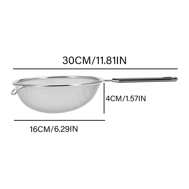 Stainless Steel Fine Mesh Kitchen Strainer With Non Slip Handle And Hook 5