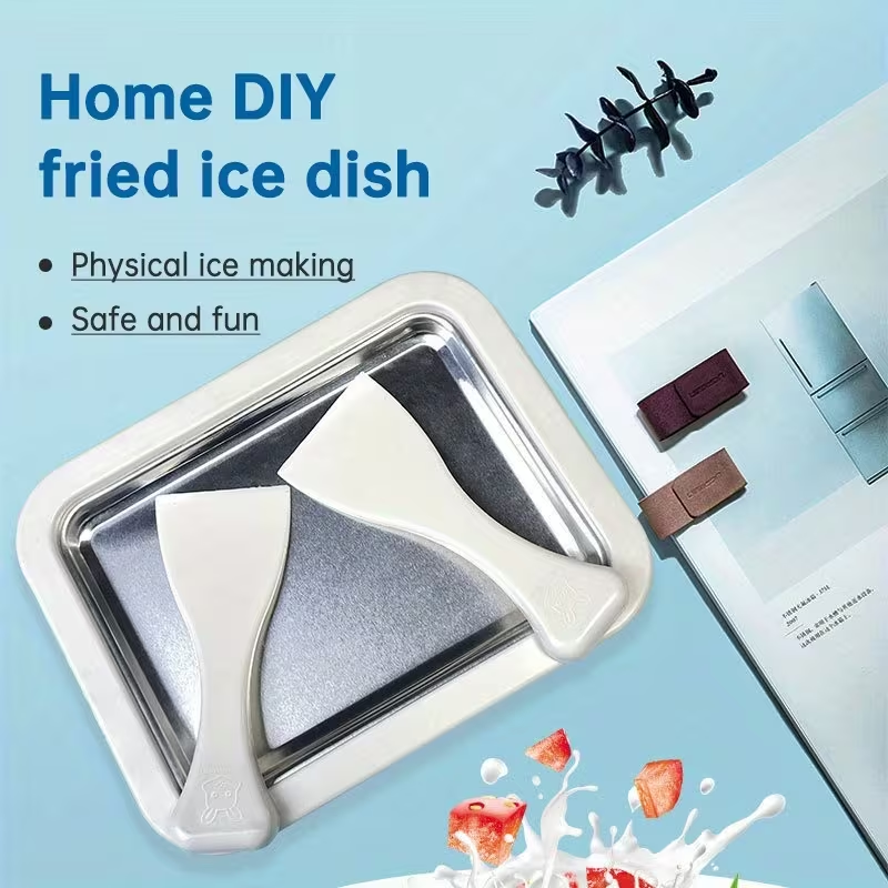 Instant Rolled Ice Cream Maker Pan DIY Frozen Yogurt Sorbet Tray Kit 2