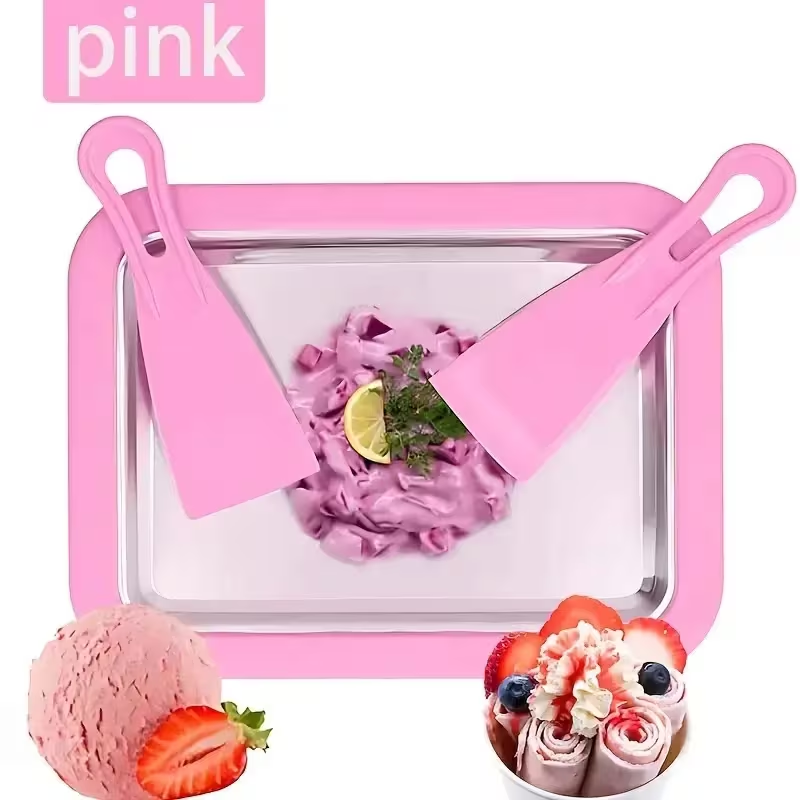 Instant Rolled Ice Cream Maker Pan DIY Frozen Yogurt Sorbet Tray Kit 6