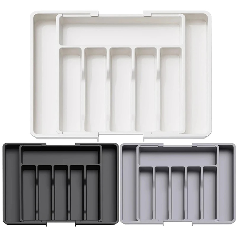 Expandable Silverware Drawer Organizer Adjustable Utensil Tray For Kitchen Cutlery Storage 0