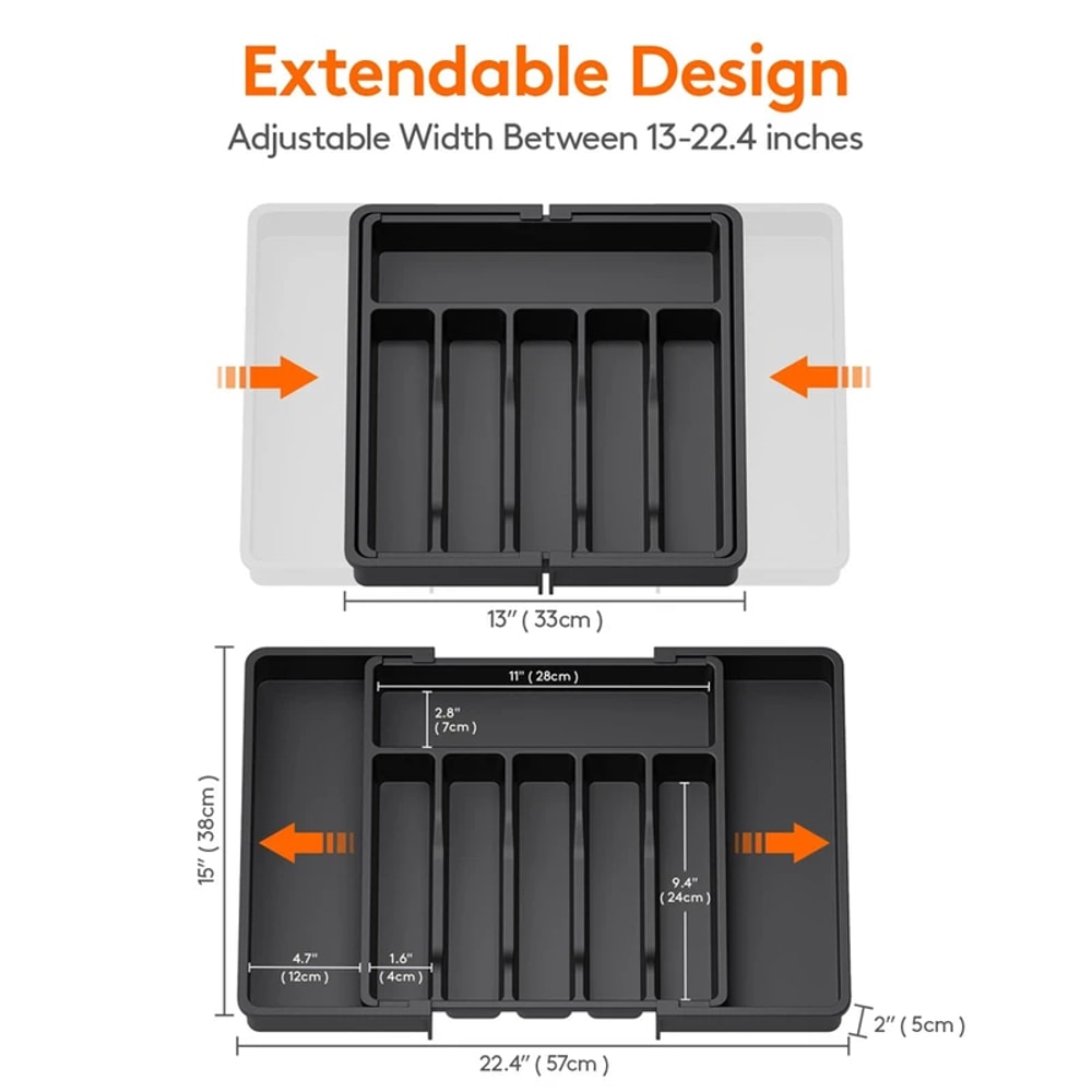 Expandable Silverware Drawer Organizer Adjustable Utensil Tray For Kitchen Cutlery Storage 2