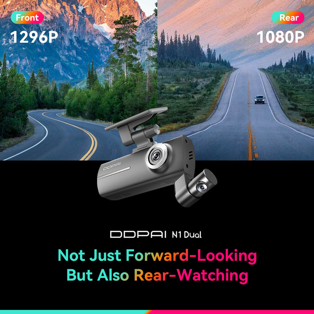 Dual Dash Cam With Front Rear Recording Night Vision App Control 1