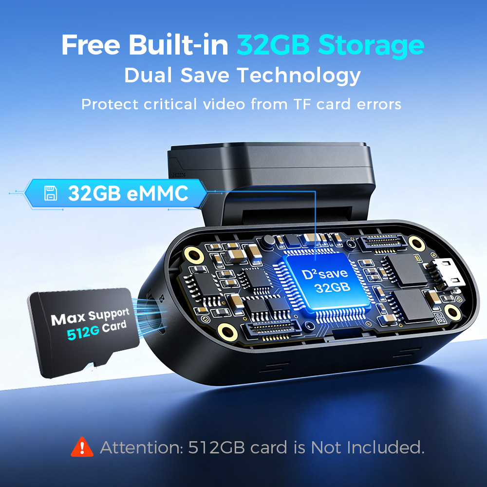 Dual Dash Cam With GPS AI Night Vision Front Rear Recording 3