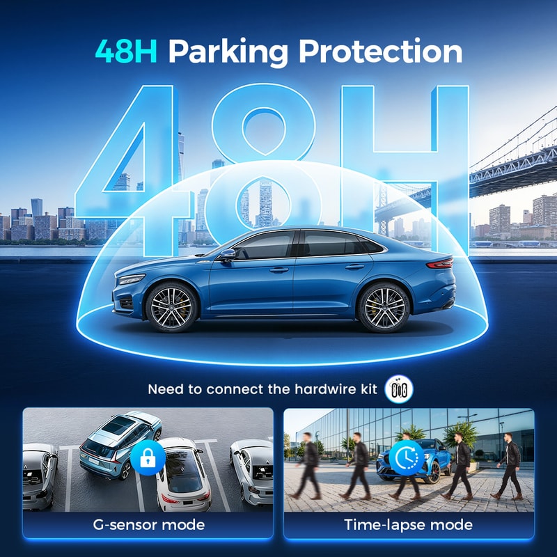 Dual Dash Cam With GPS AI Night Vision Front Rear Recording 4
