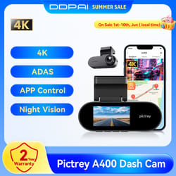pictrey dash cam with wifi adas safety alerts & night vision