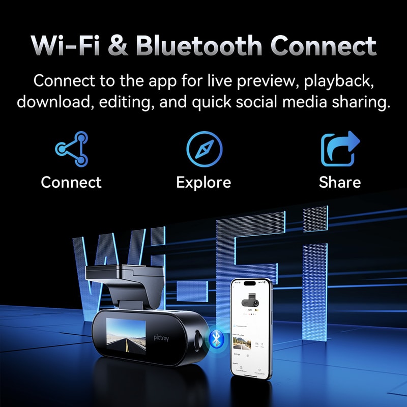 Pictrey Dash Cam with WiFi ADAS Safety Alerts & Night Vision