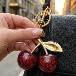 cherry blossom charm keychain cute fruit bag charm & car key accessory
