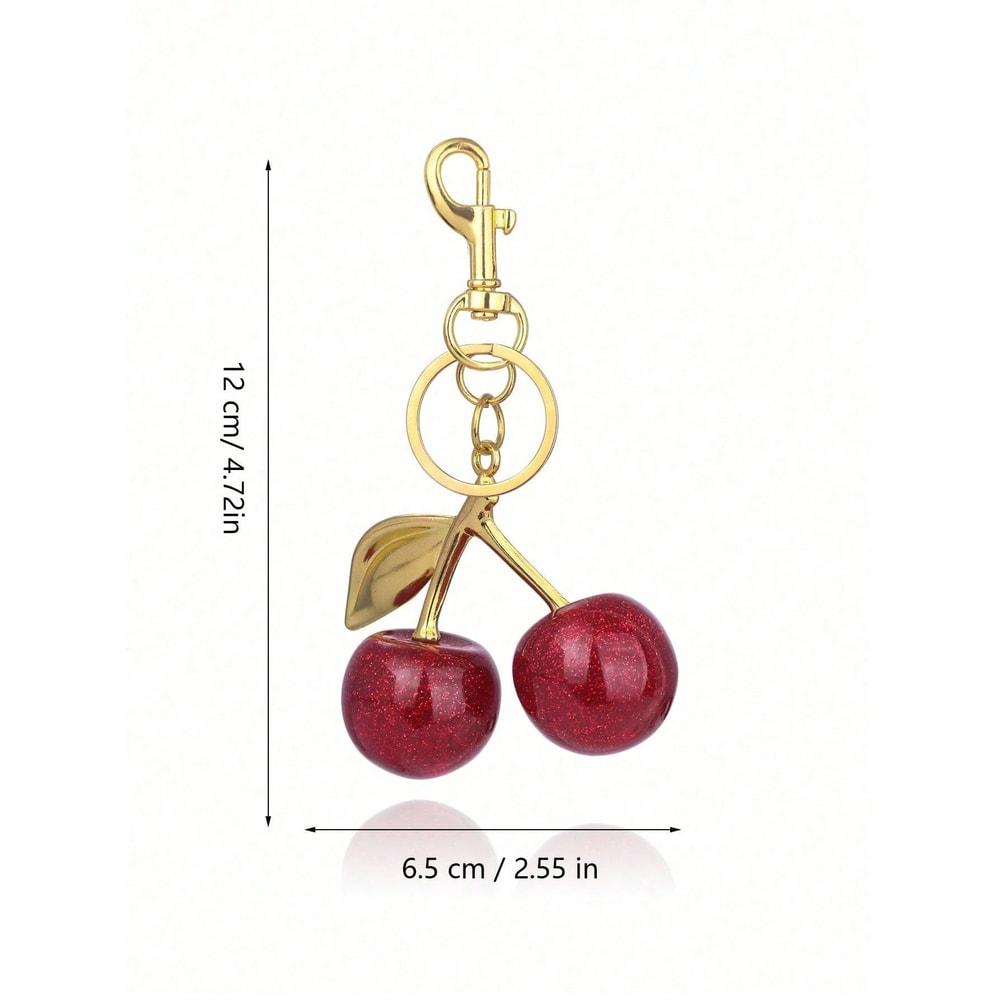 Cherry Blossom Charm Keychain Cute Fruit Bag Charm & Car Key Accessory
