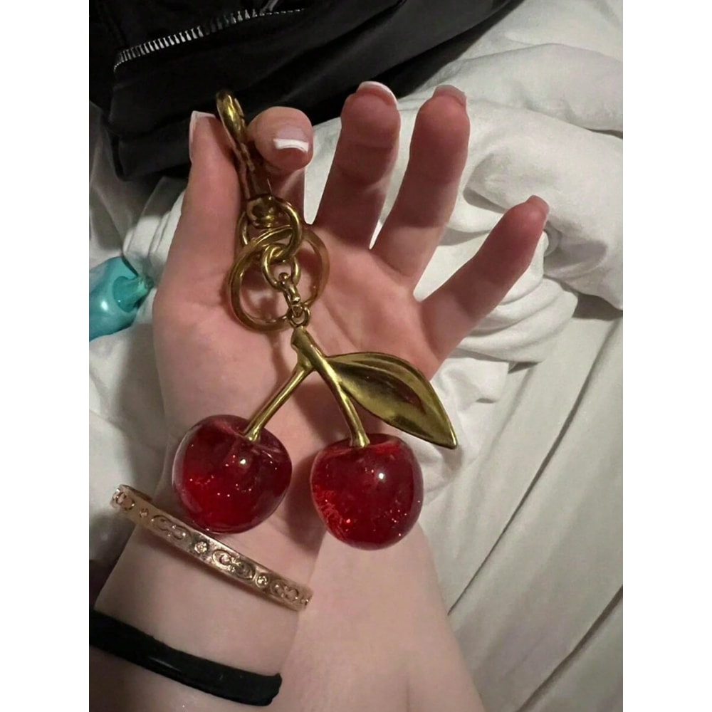 Cherry Blossom Charm Keychain Cute Fruit Bag Charm & Car Key Accessory